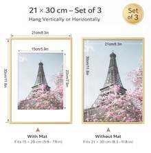 3pcs 30x40 40x50 50x70cm Picture Frames Black Thin Aluminum For Poster Photo Metal Frames With Plexiglass Mat Wall Mount Table Home Decor - 金色 - 查看 4