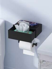 多功能浴室纸巾架，防水带抽屉卫生纸分配器，浴室收纳架 - 1739B - 查看 10