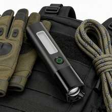 PHILIPS 飞利浦 1151 方形手电筒，配备 COB 柔光侧灯、超亮手电筒、4 档亮度调节、可充电手持手电筒、露营灯/频闪灯/学习灯/工作灯、智能电量显示，附带挂绳 - 手持手電筒 - 查看 5