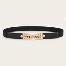 Women's Casual Leaf Buckle Elastic Waist Belt, Versatile For Dresses, Elegant Waist Cincher - Multicolor - View 5