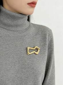 1枚女士时尚独特金属胸针 - 不对称镂空纹理设计（金/银双色），时尚装饰别针配饰，适合日常佩戴、派对、外套和连衣裙。 - A - 查看 3