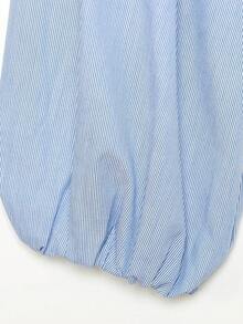 Striped Collar Casual Shirt, Spring/Summer - Blue and White - View 6