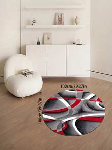 1件装现代时尚圆形地毯，灰色和红色抽象几何图案，可水洗，易清洁，舒适美观，适用于客厅、卧室、办公室、玄关、宿舍等场所，家居装饰地毯 - 彩色 - 查看 14