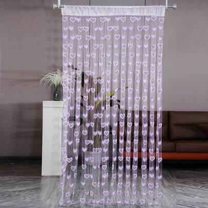 1件可爱浪漫双色心形流苏窗帘，尺寸为39.37英寸 x 78.74英寸，装饰窗帘，适合幼儿园装饰