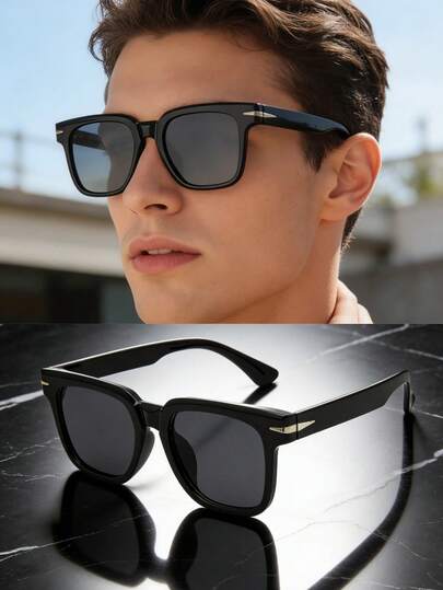 1pc New Fashion Decorative Fashion Glasses For Men, Reduce Sunlight Intensity For Daily Life And Weddings