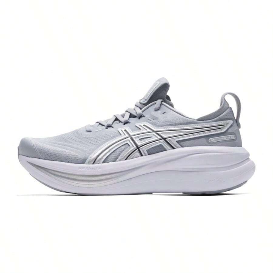 Asics Zapatillas de running para hombres, con amortiguación y equilibrio, GEL-NIMBUS 28 ATC, zapatos casuales de uso diario, zapatillas deportivas cómodas y con absorción de impactos 1011C222-020 - Gris/Gris Plata - Ver 1