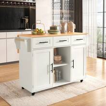 Mobile Storage Islands - White + MDF + European-1 - View 3