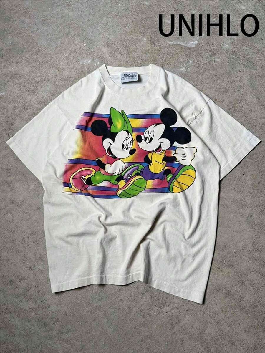Disney UNIHLO Mickey  Print  Summer Casual Versatile Pure Cotton T-Shirt Suitable For Any Place - 白色 - 查看 1