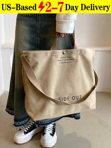 Retro Canvas Tote Bag, Letter Print Crossbody Bag, Casual Handbag For School Work Travel, Literary School Bag For Teens, Book Bag For Women Or Students, Perfect For Books, Shopping, Back To School And More[US Local Warehouse]Halloween Decorations,Travel Essentials,2025 New Fashion Large-Capacity Double Handle Single Shoulder Handbag, Lightweight And Portable, Women's Wallet, Suitable For Summer Outdoor Travel, Travel Essential Single Shoulder Handbag, Handbag, College Essential Bag, Attached Bag Size Chart, Please Read Carefully Before Purchase,Adjustable Crossbody Handbag For Women And Girls,For Holiday Beach, Bathroom Collection, Bedroom Collection, Large Capacity - 彩色 - 查看 15