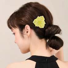 2.56" Created Crystal Rhinestone Camelia Flower Hair Clip Brooches For Women Vintage Design Flower Brooches And Lapel Pins For Clothes Elegant Floral Brooch For Wedding And Christmas Parties - Yellow - View 7