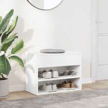 vidaXL Schuhbank Weiß 60x30x45 cm Holzwerkstoff - Weiss - Übersicht 3