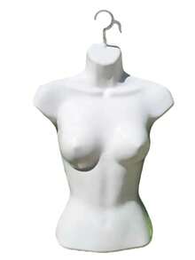 Maniquí Hueco para Mujer Tipo Busto | Maniquí Exhibidor de Ropa Femenina Disponible en 4 Colores Blanco, Negro, Beige y Plata, Ideal para Playeras, Blusas, Vestidos y Tops, Maniquí Ligero y Resistente para Tiendas de Ropa, Boutiques, Escaparates, Fotografía de Producto y Exhibición Comercial - Blanco - Ver 4