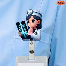1pc Cute Nurse Cartoon Retractable Badge Holder, Durable Acrylic Material, 360 Degree Rotation, Suitable For Office, Teachers And Medical Staff - 1pcs - View 11