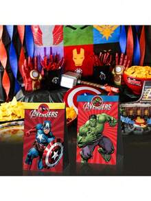 Marvel Bộ 12 túi quà tặng siêu anh hùng kèm sticker, hộp kẹo Avengers, trang trí tiệc sinh nhật, quà tặng sinh nhật và ngày lễ hoàn hảo. - Nhiều màu - Xem 5