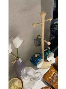 6-Hook Wooden Mug Rack, Detachable Tree-Shaped Bamboo Cup Holder, Suitable For Kitchen, Dining Room, Bar - Ginger - View 6