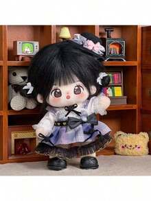 4件套20厘米棉质娃娃服装套装，可爱毛绒娃娃装扮（帽子+内衣+连衣裙+裙子），适合返校、毕业、派对、生日礼物（不含娃娃） - 彩色 - 查看 6