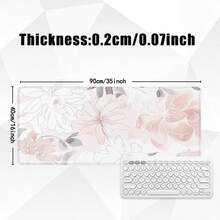 1pc: An Elegant And Minimalist Floral Pattern Mouse Pad, Decorated With Delicate And Refined Floral Design. This Large Size Desk Mat Is Perfect For Gaming And Office Use, Can Also Be Used As A Computer Keyboard Pad And Mouse Pad. It Features A Non-Slip Rubber Base And Exquisite Stitched Edges, Making It An Ideal Choice For Nature Lovers And Home Office Environments. - Flowers - View 8
