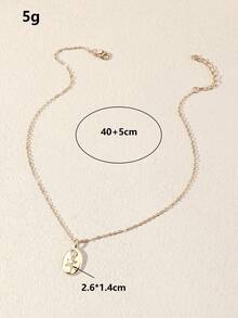 1 pieza Collar con colgante de flor minimalista y elegante en color dorado, adecuado para uso diario, citas y fiestas - Amarillo Oro - Ver 8