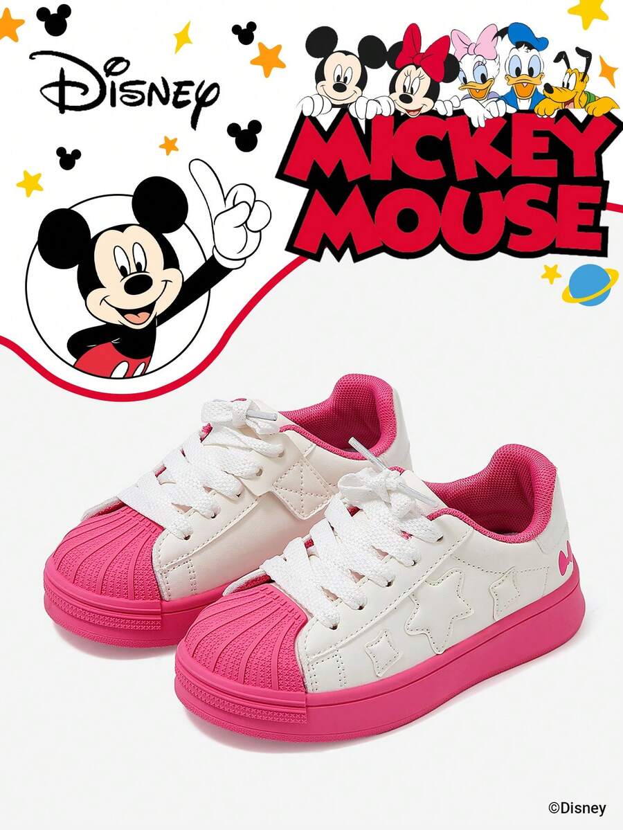 Disney 1 Pair Children's Collaborative Sports Shoes, Suitable For Daily Wear, Festivals, Sports, Outdoor, Comfortable, Non-Slip, Durable, Breathable (Boys' Sports Shoes, Boys' Skate Shoes, Children's Sports Shoes, Girls' Sports Shoes, Girls' Skate Shoes) - Hot Pink - View 1