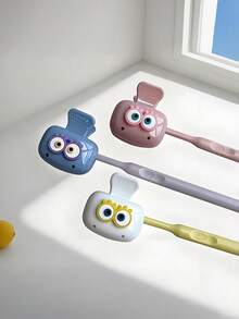 1/2/3 piezas Soporte para cepillo de dientes con forma de ojo lindo - Juego de cepillo de dientes de color dopamina para viajes - Protector de cepillo de dientes a prueba de polvo apto para el hogar/viajes - Multicolor - Ver 2