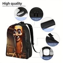 1 Tung Tung Tung Sahur Brain-Paralysis-Themed Backpack - Humorous Cartoon Print Lightweight School Bag, Durable Polyester Material With Adjustable Shoulder Straps & Zipper Closure, Machine Washable, Suitable For Teenagers, Hiking, Commuting, Birthday Gift, School Backpack, Unique Character Design, Sturdy Construction - 多彩 - 查看 4