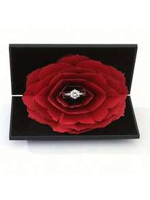 1pc Rose Flower ABS Creative Rotating Ring Box, Valentine's Day Gift Box, Engagement Jewelry Packaging Box, Ring Gift Jewelry Box - Multicolor - View 5