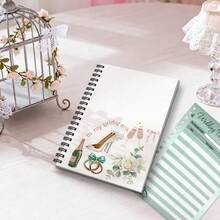 1 Wedding Planning Book Bridal Age Wedding Planning Handbook - Elegant Light Pink Spiral Binding Bridal Diary, Floral And Wedding Theme Design (Champagne Glass, Wedding Shoes Elements) - Bride/Bridesmaid Engagement Gifts, Wedding Planning Brochure And Anniversary Gifts A5 - 1pc - View 3
