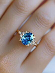 1 chiếc nhẫn đá Cubic Zirconia tuyệt đẹp dành cho nữ, thích hợp làm quà tặng Ngày Valentine, đám cưới, kỷ niệm hoặc trang sức dự tiệc. - 2 # - Xem 4