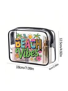 透明沙滩化妆包，带拉链旅行收纳包，PVC大容量收纳包，旅行便携式洗漱包，结实耐用的旅行化妆品收纳包，适合女性，邮轮洗漱包，女士礼物，透明沙滩化妆包 - 彩色 - 查看 11