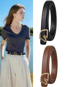 女士休闲商务时尚腰带一条，适合搭配牛仔裤、休闲裤等日常穿着。适合情人节、春夏、上学、秋季、冬季等场合。 - 彩色 - 查看 1