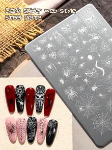 XEIJAYI 1 片美甲印花板，30 种图案，格子和几何美甲模板，金属印花板，适用于专业美甲师，DIY 美甲设计工具 - 銀色 - 查看 8