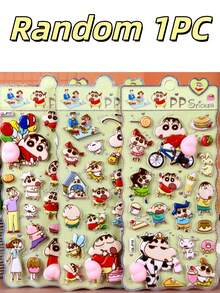 蜡笔小新透明可重复使用自粘贴纸，清新甜美少女简约风，蝴蝶/动物图案，适用于手机、笔记本、水瓶、汽车 - 彩色 - 查看 12