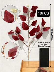 1支人造桉树枝，棕色人造花银元桉树叶，桉树枝绿植，适用于婚礼花束、花瓶、家居及办公装饰、插花 - 彩色 - 查看 19