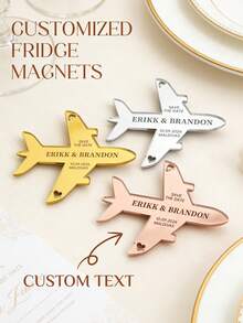 1pc Personalized Aeroplane Save The Date Magnet , Customize Text,Wedding Plane Acrylic For Destination & Travel Theme Weddings,Aeroplane Save The Date Fridge Magnet, Acrylic Destination Wedding Keepsake Invitation - Multicolor - View 8