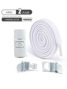 弹性免系鞋带，带锁扣，适用于运动鞋、休闲鞋、小白鞋、篮球鞋、跑步鞋、夏季训练鞋、返校用品、靴子配件，适合户外、运动、旅行、居家、办公、学校等各种场合，纯色可选。 - 白色 - 查看 12