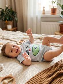 Baby Boys Rompers Letter Golf Embroidery Crew Neck Short Sleeve Infant Bodysuits Jumpsuits - Gris - Ver 4