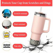 2 piezas Funda de silicona para Tumblers de 30oz y 40oz H2.0, Botellas IceFlow de 20oz y 30oz, y Botellas de 12 a 24oz. Accesorios protectores para la parte inferior de la taza, a prueba de agua y golpes, en color negro y rojo. - Leopardo - juego de 2 - Ver 4