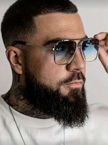 男士时尚眼镜，适合日常佩戴 - 銀框藍色 - 查看 9