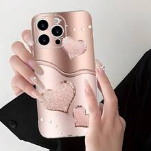Pink Heart Pattern Winter Fashion New Shockproof Phone Case For Men & Women - شفاف - مشاهدة 9