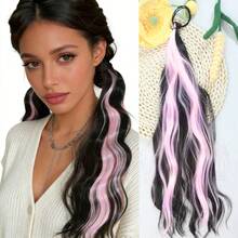 1pc-Colored Ponytail Hair Extensions, Wrap-Around Ponytail Hairpieces, Add Volume To Your Hair, Allow For DIY Styling, And Are Versatile For Braiding And Updos. A Fashionable Hair Accessory Suitable For Girls To Wear On Various Occasions. - Multicolor - View 16