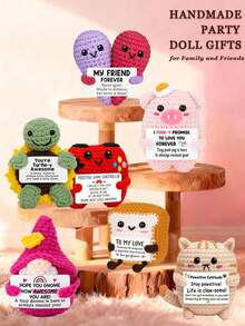 1pc Handmade Crocheted Desktop Decor, Funny Sci-Fi Shaped Birthday Gift Card, Suitable For Valentine's Day, Mother's Day, Father's Day, Gifts For Colleagues, Family, Mom, Dad, Sisters, Best Friends, Handmade Knitting, Positive Emotions, Encouragement, Graduation, Holidays, Party Favors, Souvenirs - Multicolor - View 2