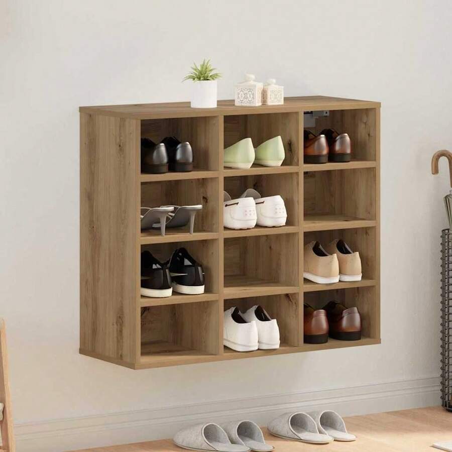 vidaXL Schuhschrank Artisan-Eiche 77,5 x 30 x 67 cm Holzwerkstoff - Braun - Übersicht 1
