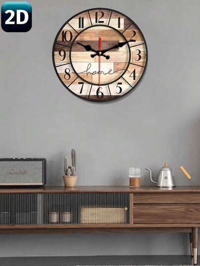 1pc 10-12 Inch Wooden Wall Clock, Silent Operation - Creative & Interesting Design, Suitable For Home Decor And Gifts, Battery Powered (Batteries Not Included)