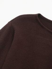 Áo len nữ màu trơn tay cánh dơi trễ vai kèm thắt lưng. - màu nâu - Xem 3