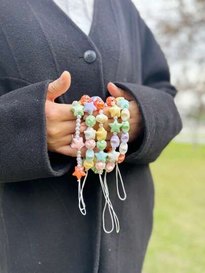 1 buc Șnur de telefon Macaron Candy Color Heart | Pandantiv acrilic pentru curea de încheietură | Lanț de telefon cu mărgele estetice Y2K pentru femei și fete