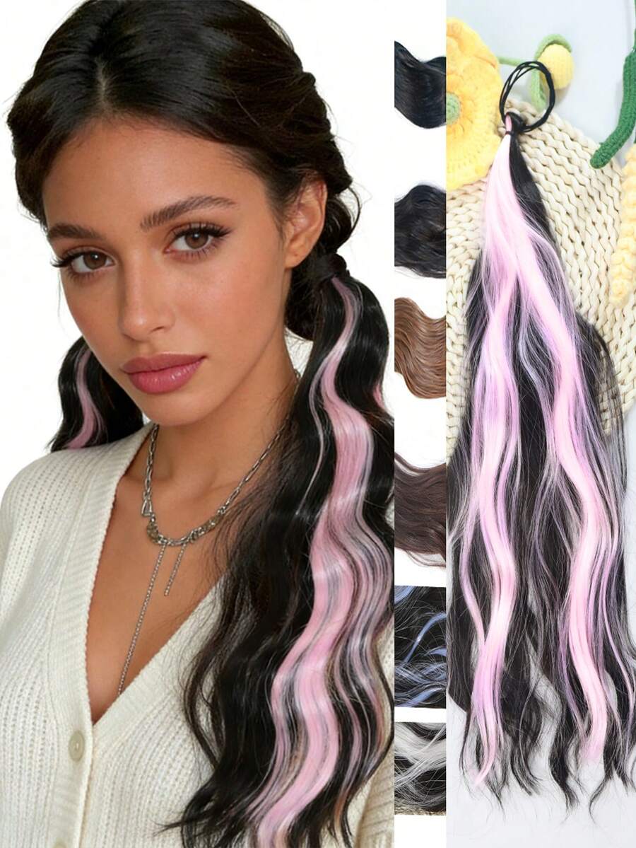 1pc-Colored Ponytail Hair Extensions, Wrap-Around Ponytail Hairpieces, Add Volume To Your Hair, Allow For DIY Styling, And Are Versatile For Braiding And Updos. A Fashionable Hair Accessory Suitable For Girls To Wear On Various Occasions.