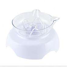 15° Tilted Transparent Plastic Cat Bowl, Cute Round Bottom Slanted Rim Single Pet Feeding Bowl - White - View 5