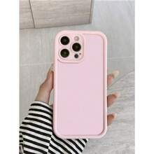 1pc Burgundy Personalized Pattern Full Coverage TPU Shockproof Phone Case Compatible With IPhone 16, 15, 14, 13, 12, 11 Pro Max, Series Waterproof Anti-Fall Scratch Resistant - Pink - View 1
