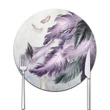 双面防滑PU隔热垫桌垫耐热餐垫饮料杯垫厨房餐具沥水垫可水洗桌面垫适用于节日用餐和厨房餐桌羽毛图案 - 白色 - 查看 7