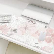 1pc: An Elegant And Minimalist Floral Pattern Mouse Pad, Decorated With Delicate And Refined Floral Design. This Large Size Desk Mat Is Perfect For Gaming And Office Use, Can Also Be Used As A Computer Keyboard Pad And Mouse Pad. It Features A Non-Slip Rubber Base And Exquisite Stitched Edges, Making It An Ideal Choice For Nature Lovers And Home Office Environments. - Flowers - View 5